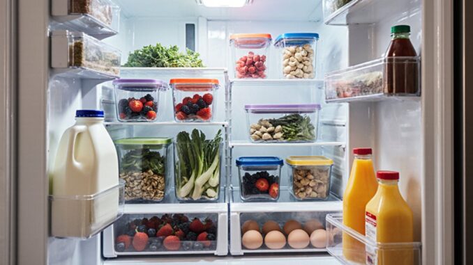 Lebensmittel in den Kühlschrank legen